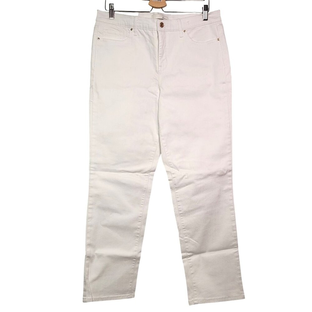 Ella Moss Women's Mid-Rise Straight Leg Ankle White Jeans Size 12